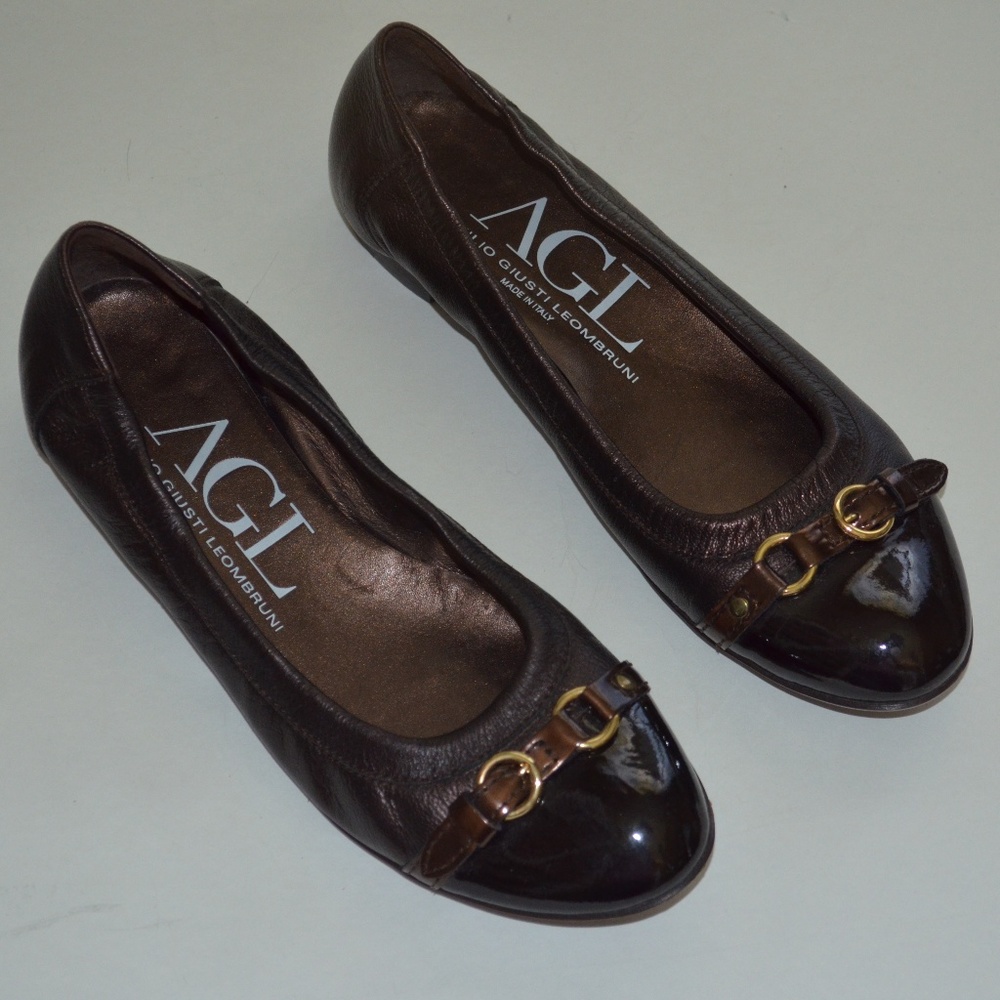 Attilio Giusti Leombruni Brown Leather Flats